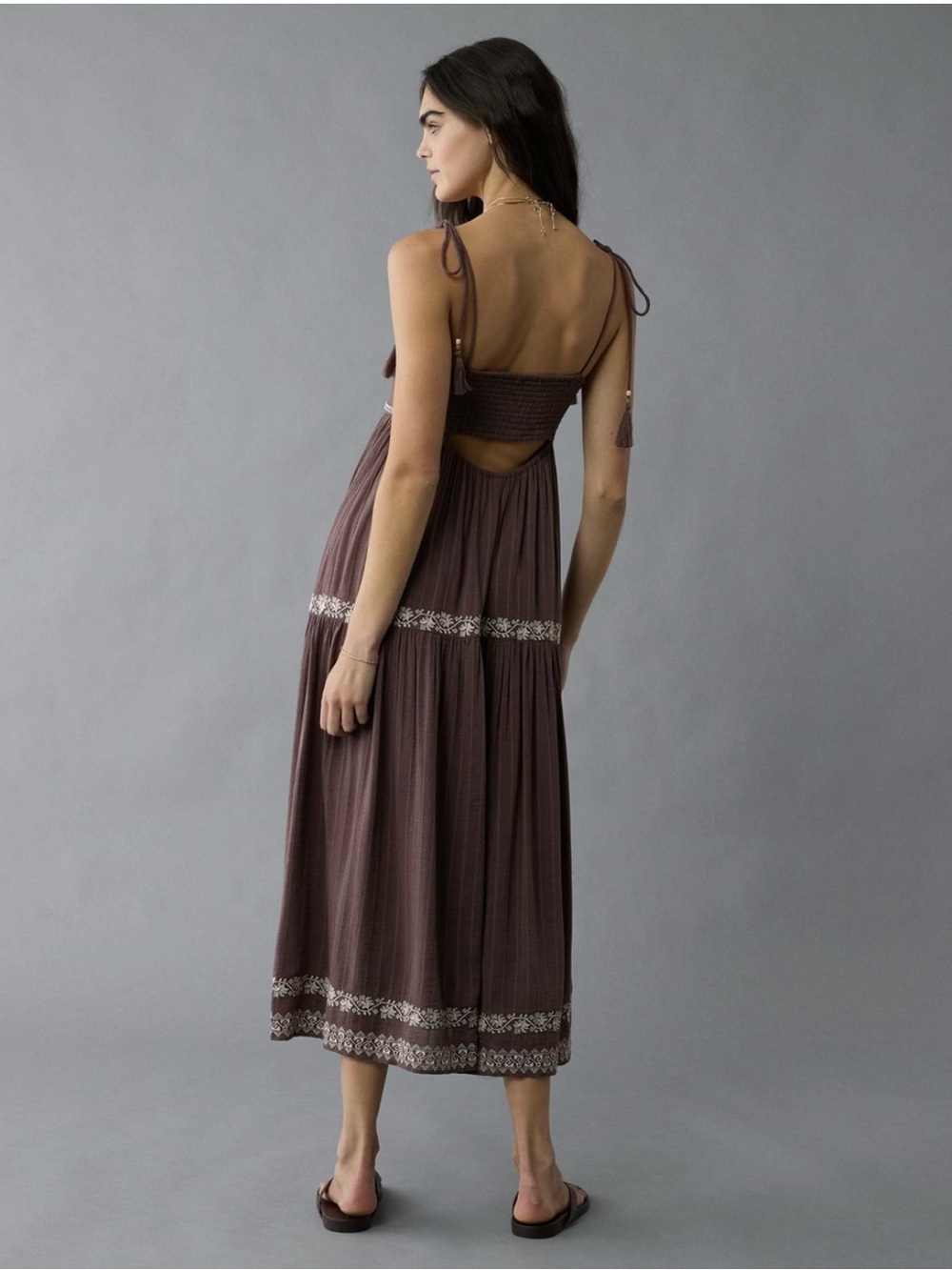 Anerican Eagle Embroidered Empire Waist Dress - Picture 3 of 11
